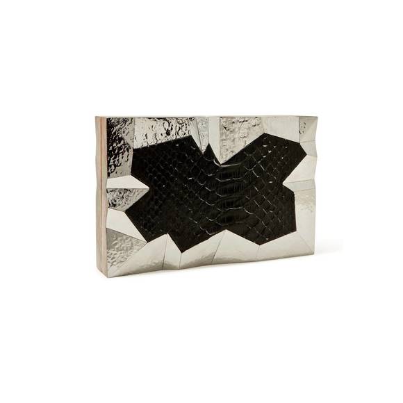 NEW EMM KUO women's abrolhos clutch bag in silver / black